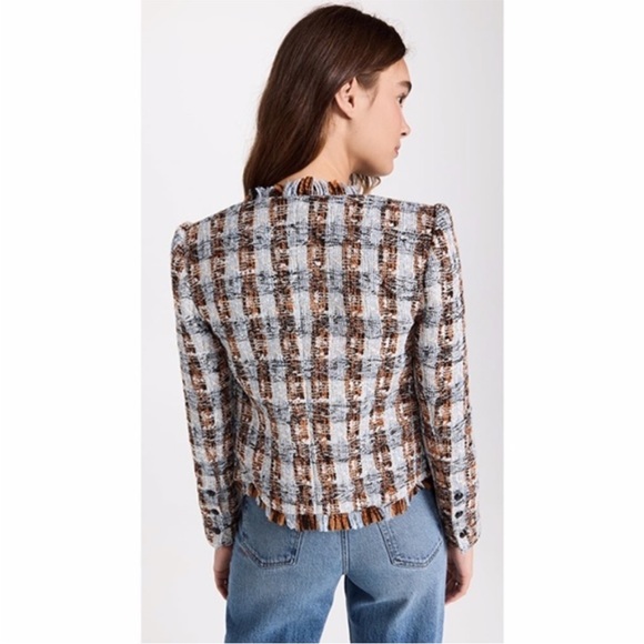 NEW L'Agence Angelina Tweed Blazer Blue/Orange Multi 0 - Picture 9 of 15